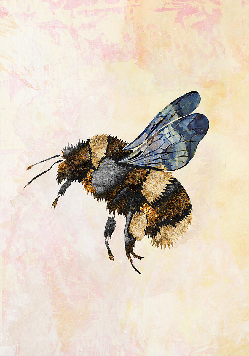 Abeja acuarela grunge Póster