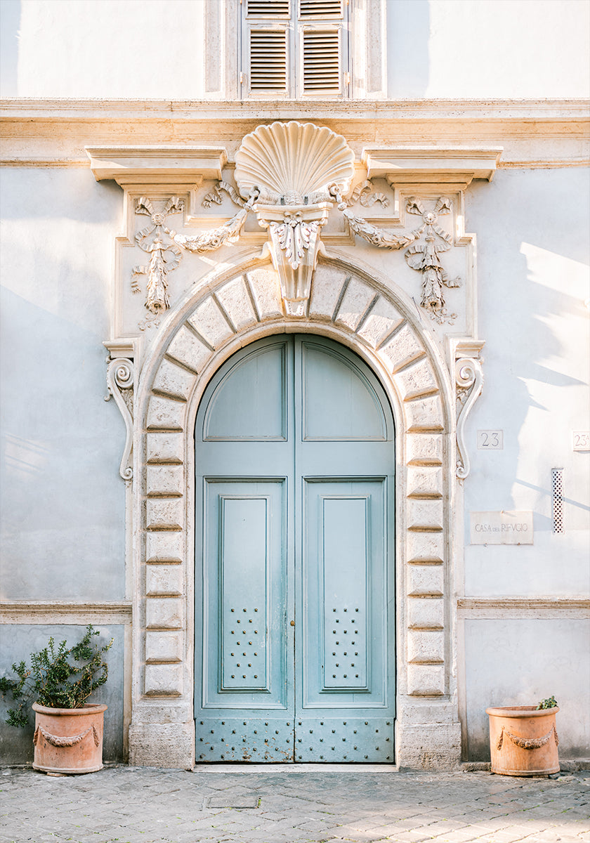 Tonos azules de Roma - fotografía de viajes a Italia Póster