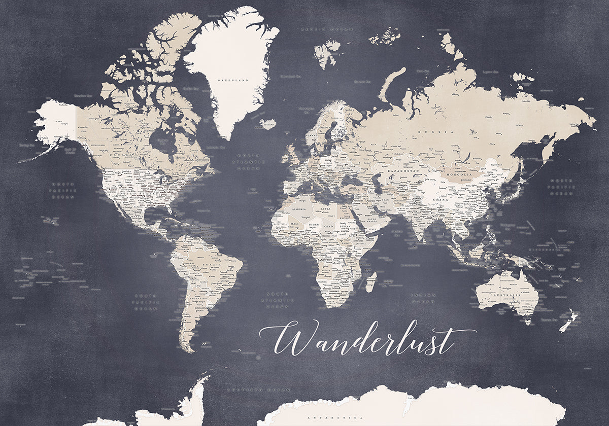 Mapa mundial de Wanderlust Glyn (NUEVO)