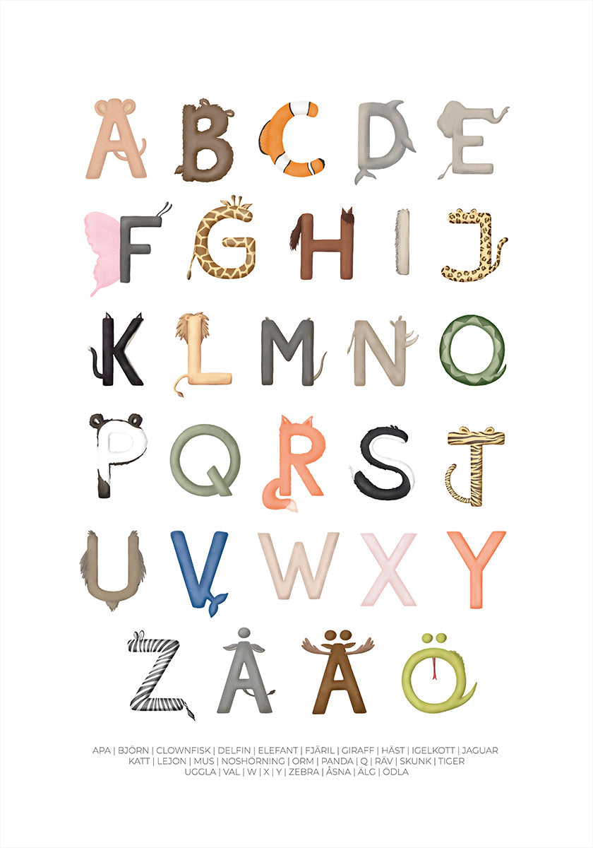 Letras de animales Póster