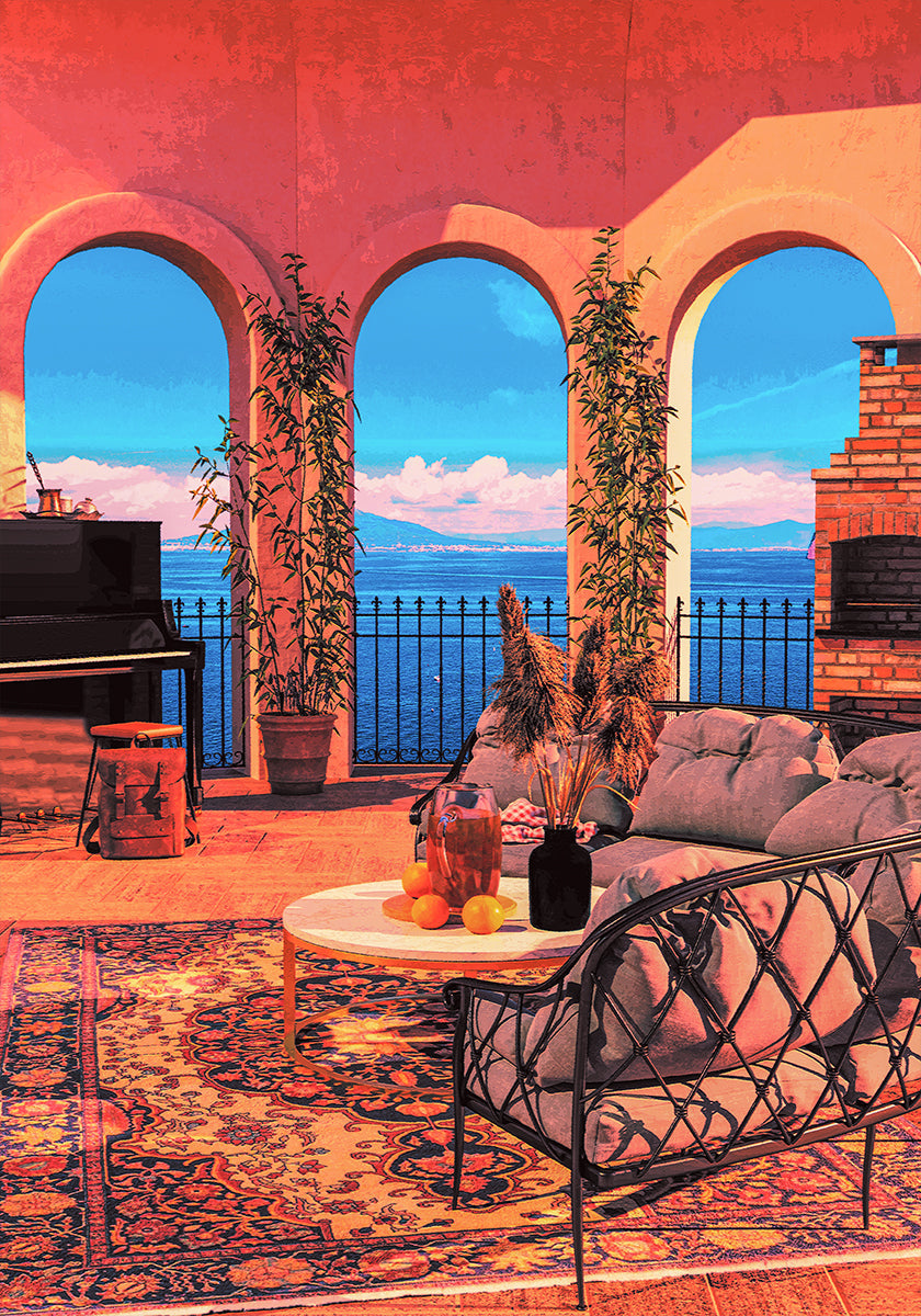 Terraza con piano