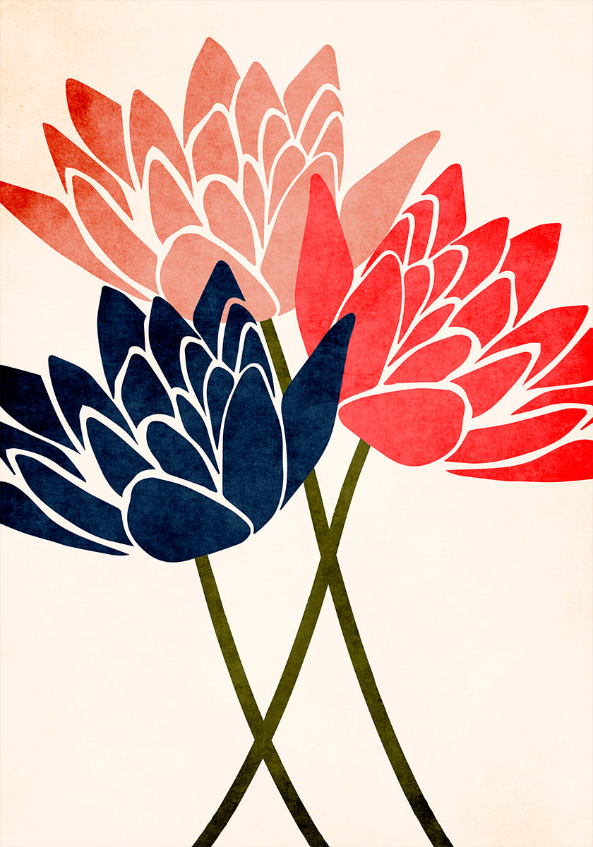 Tres flores danzantes