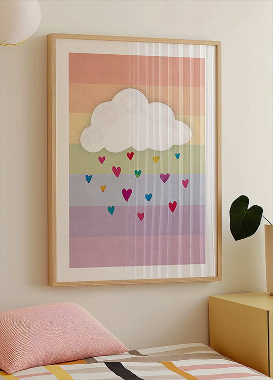 Raining Multicolored Hearts Plakat