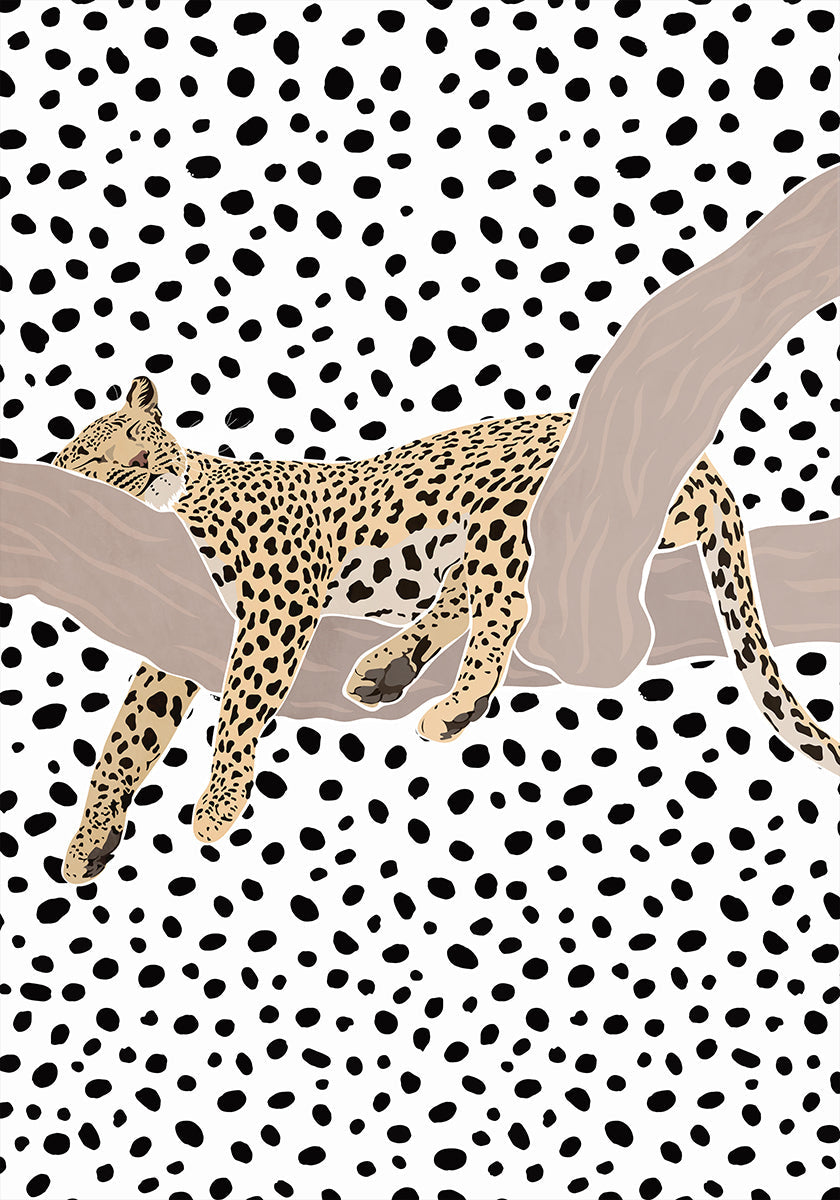 Póster Leopardo durmiendo lunares