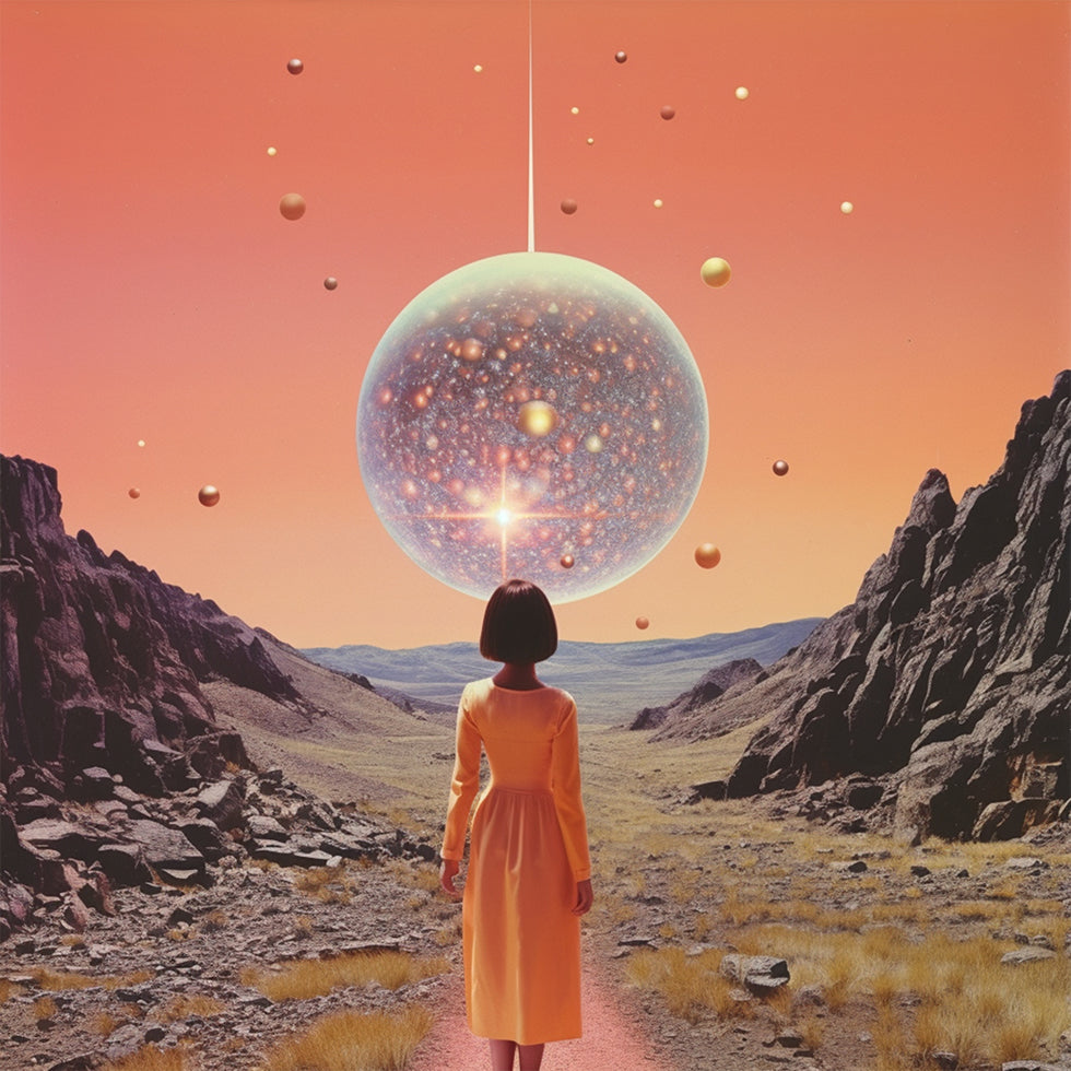 Un arte de collage de discoteca espacial Póster