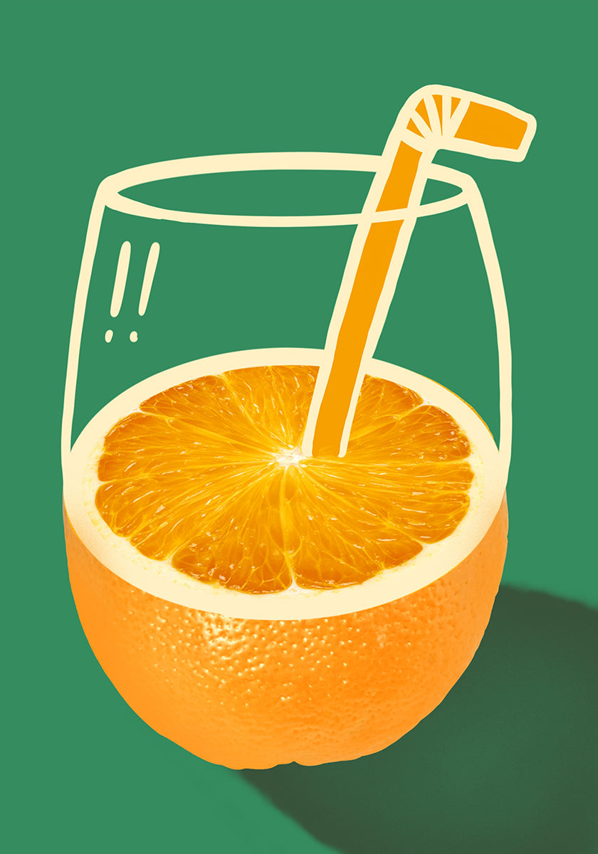 Póster Naranja vibrante inteligentemente ilustrado