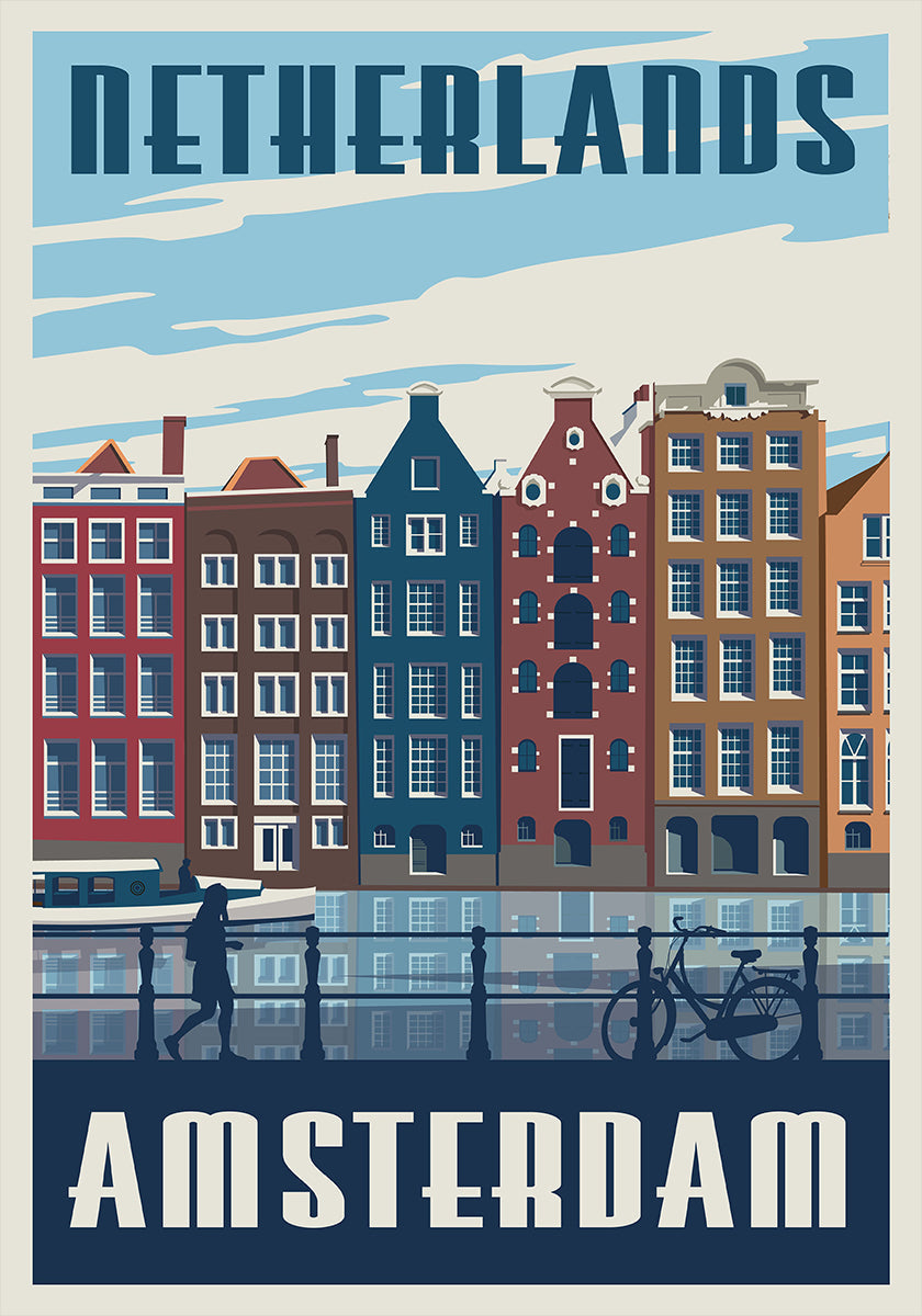 Póster de impresión de viajes de Amsterdam
