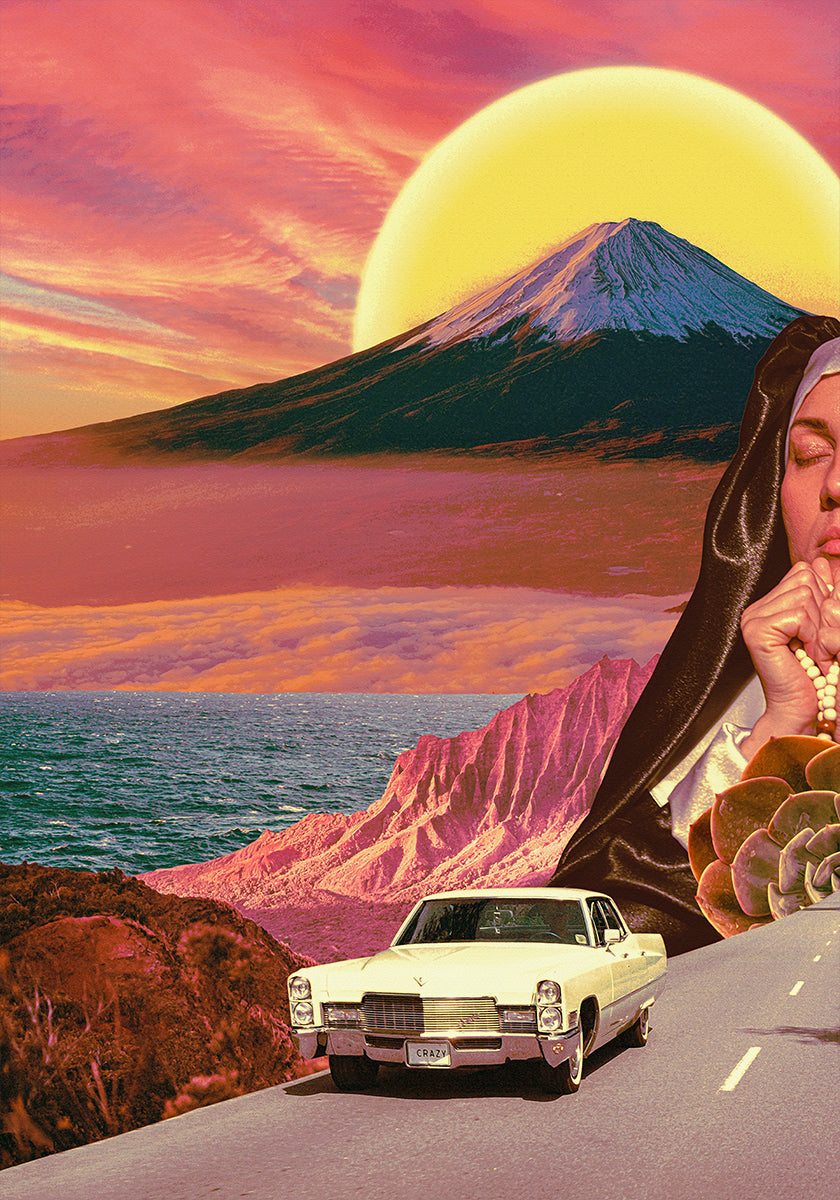 Collage de paisaje retro