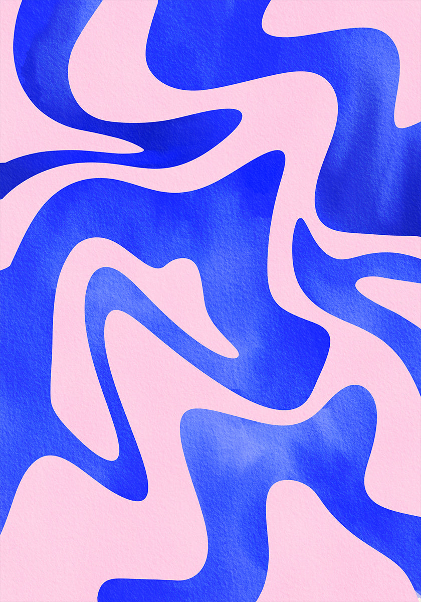Ola azul abstracta Póster