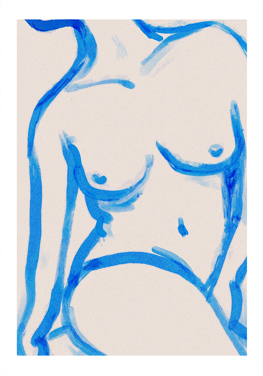 Desnudo De Contorno Azul Póster