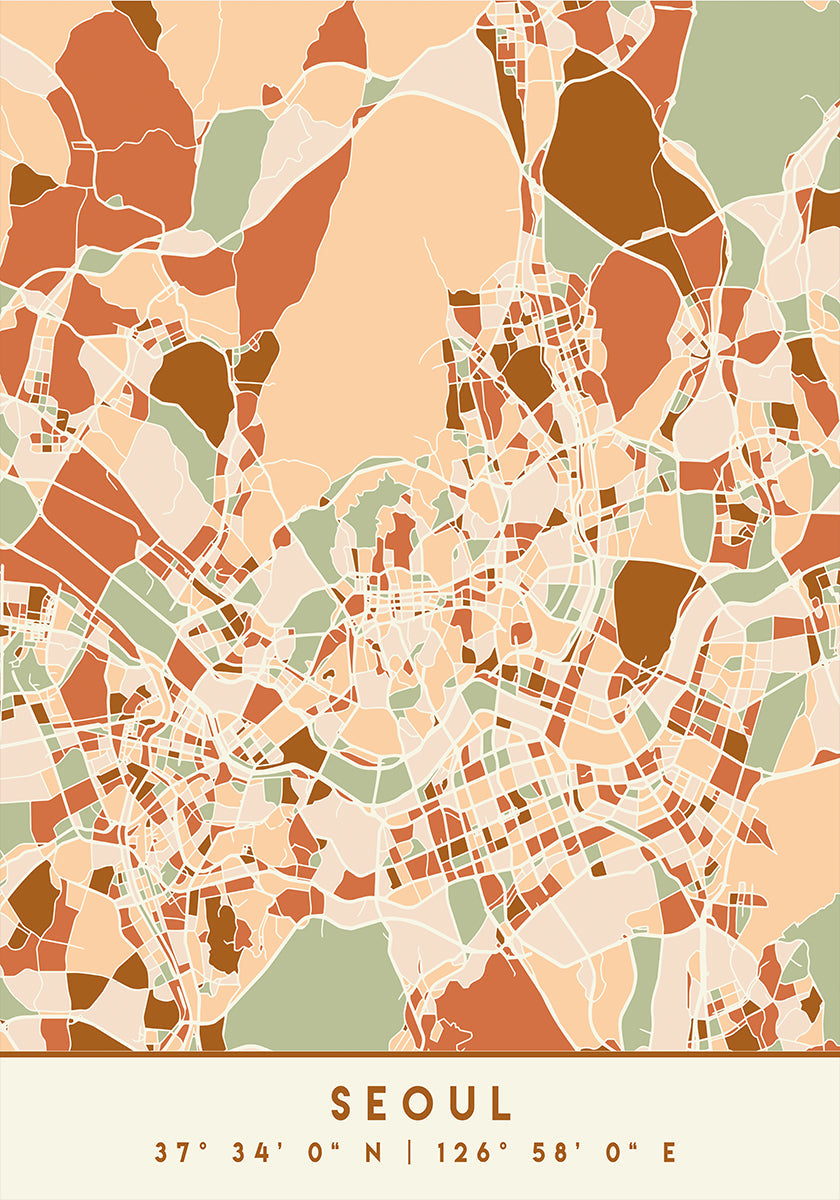 Mapas negros Tonos tierra 79 Póster