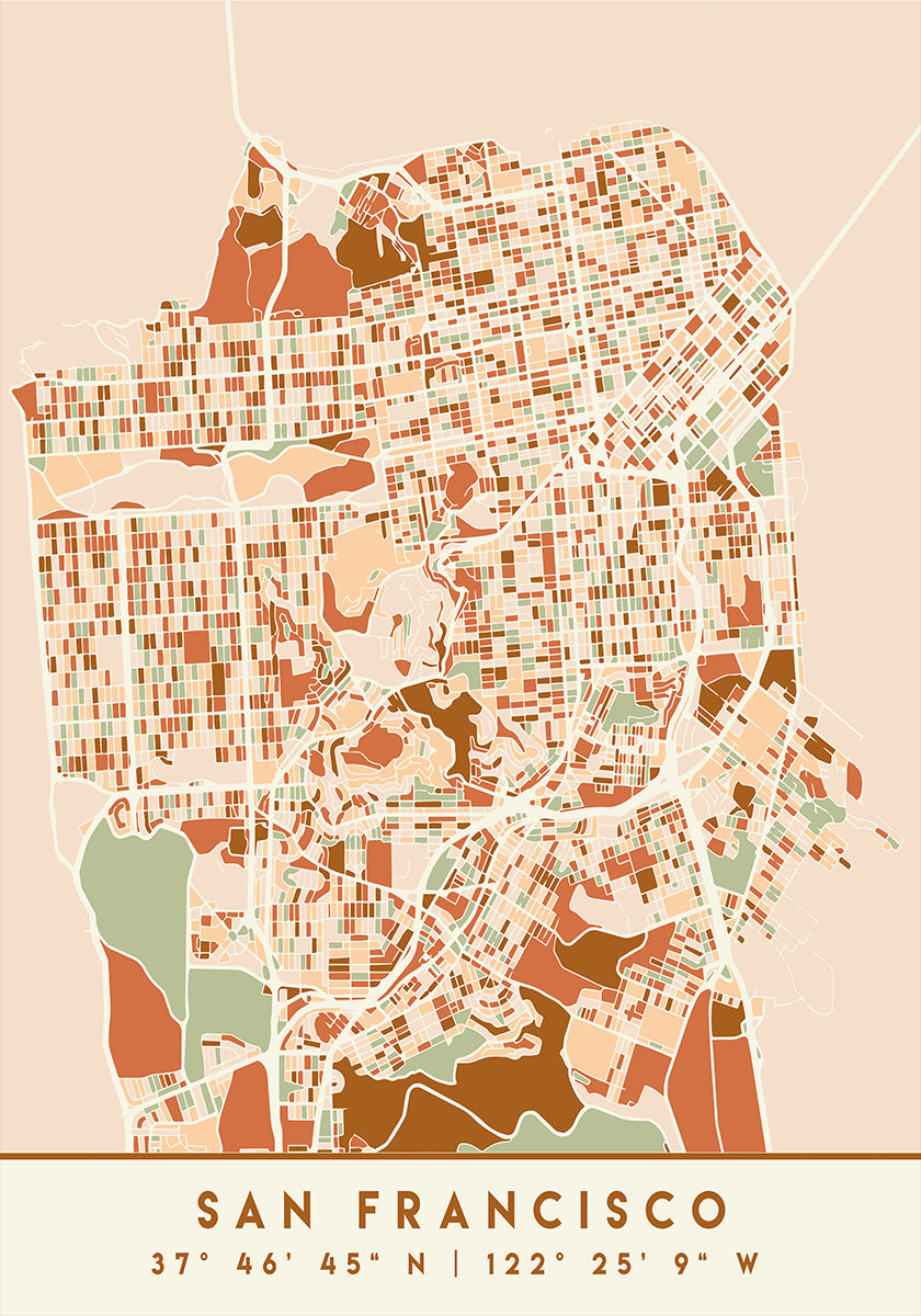 Mapas negros Tonos tierra 75 Póster