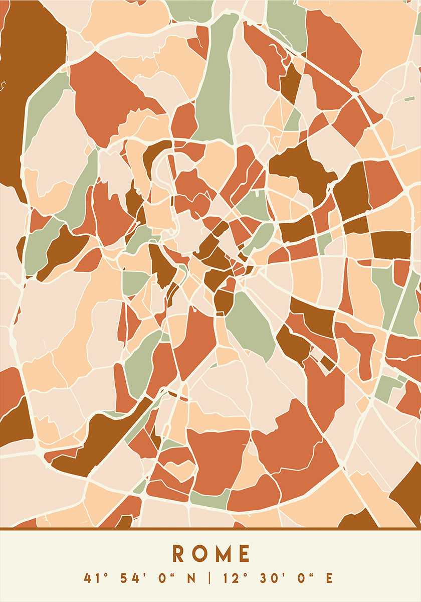 Mapas negros Tonos tierra 72 Póster