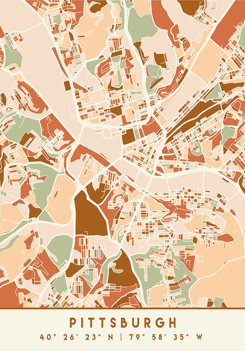 Mapas negros Tonos tierra 67 Póster