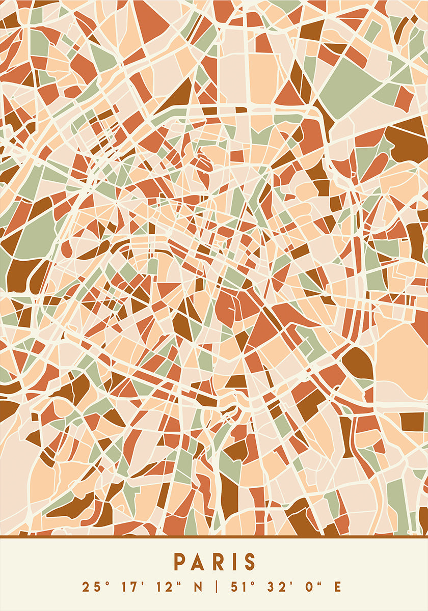 Mapas negros Tonos tierra 64 Póster