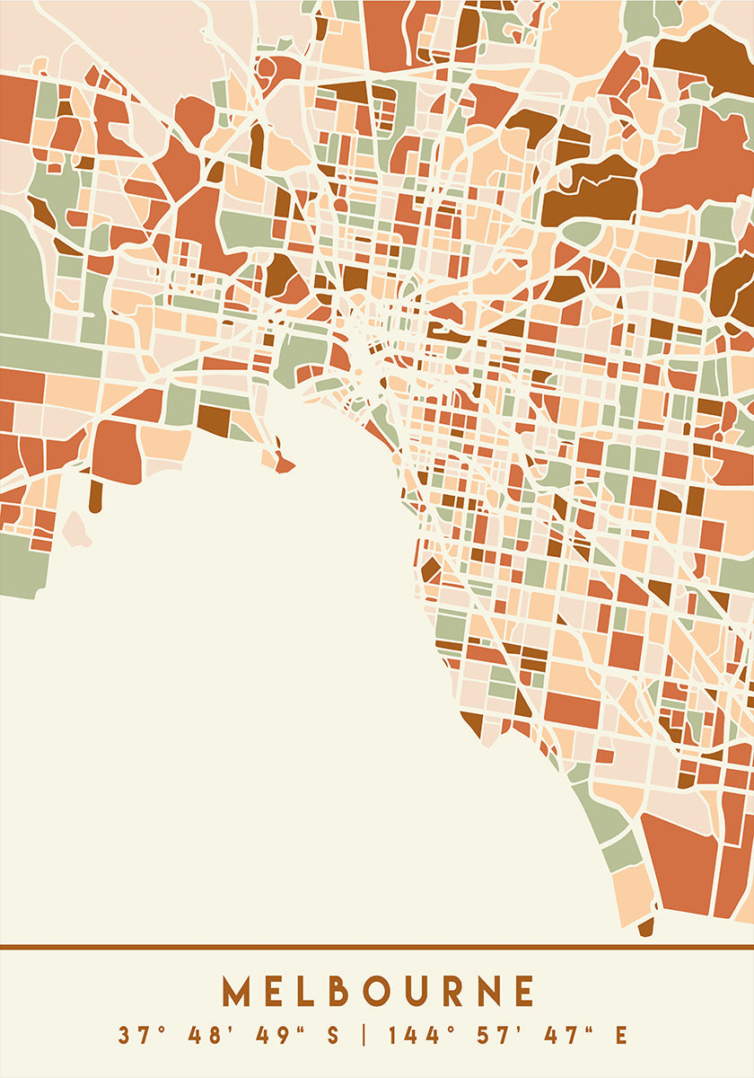 Mapas negros Tonos tierra 50 Póster
