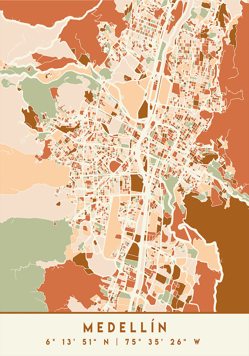 Mapas negros Tonos tierra 49 Póster