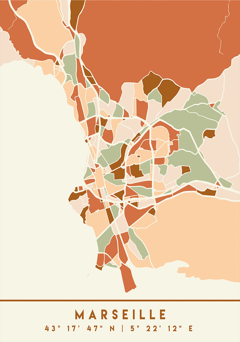 Mapas negros Tonos tierra 48 Póster