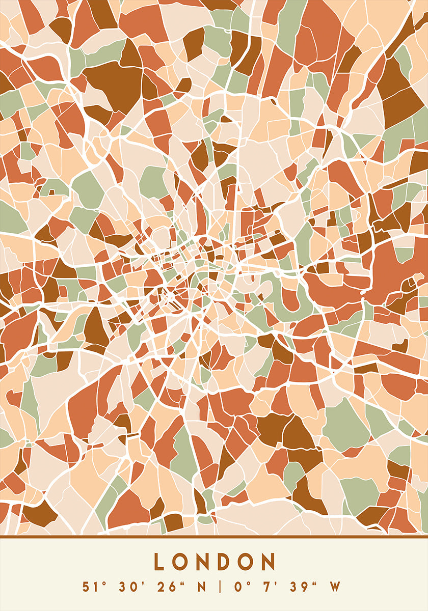 Mapas negros Tonos tierra 41 Póster