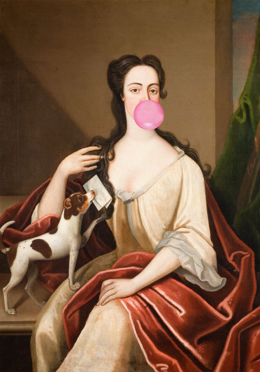 Retrato renacentista de chicle y perro / Arte alterado Póster