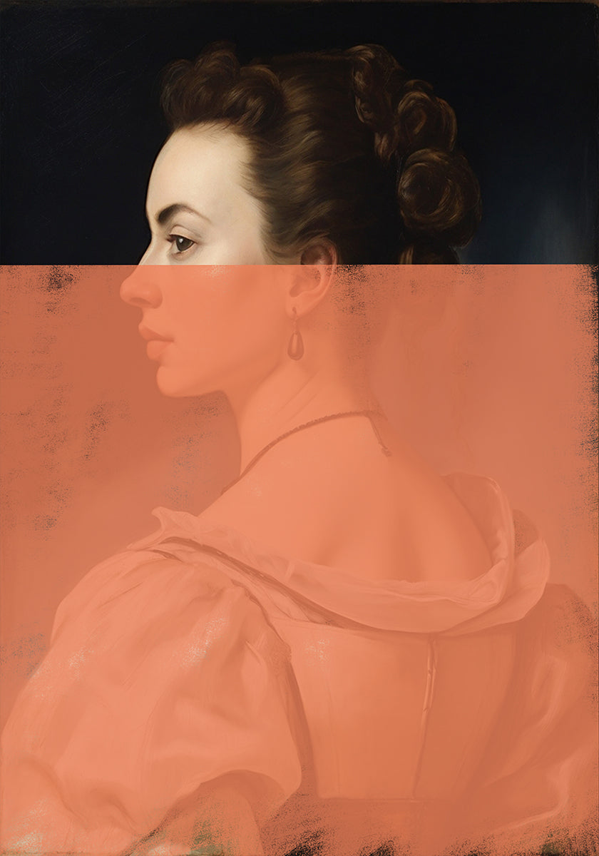 Retrato alterado de mujer naranja arte moderno