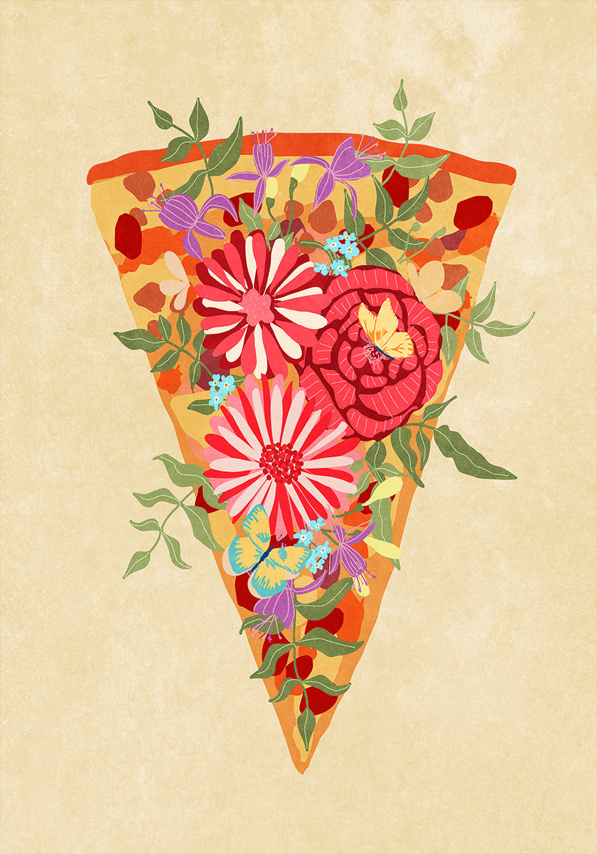 Rebanada de pizza de flores