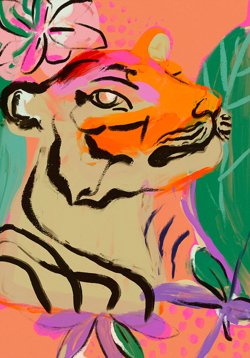 Floración vibrante del tigre Póster