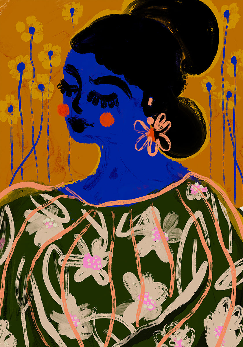 Ratón de flor azul