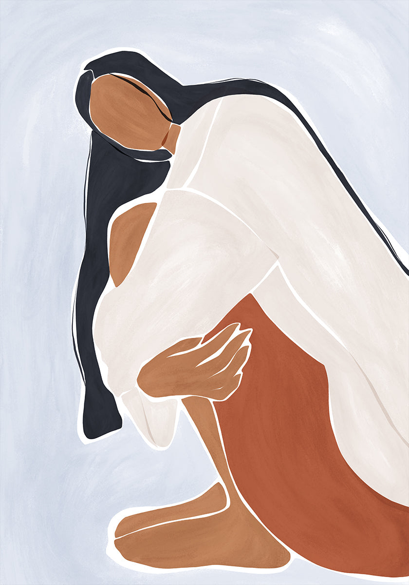 Mujer abrazándose a sí misma impresa por Ivy Green Illustrations Póster
