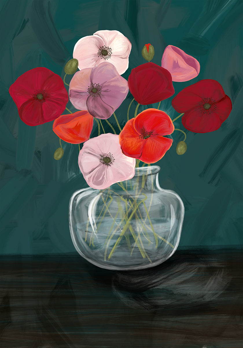 Jarrón con amapolas
