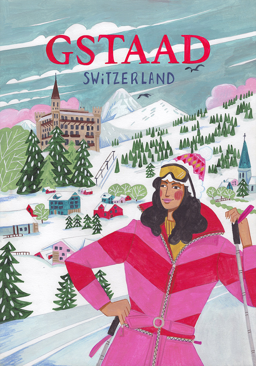 Póster Mujer de viaje en Gstaad, Suiza