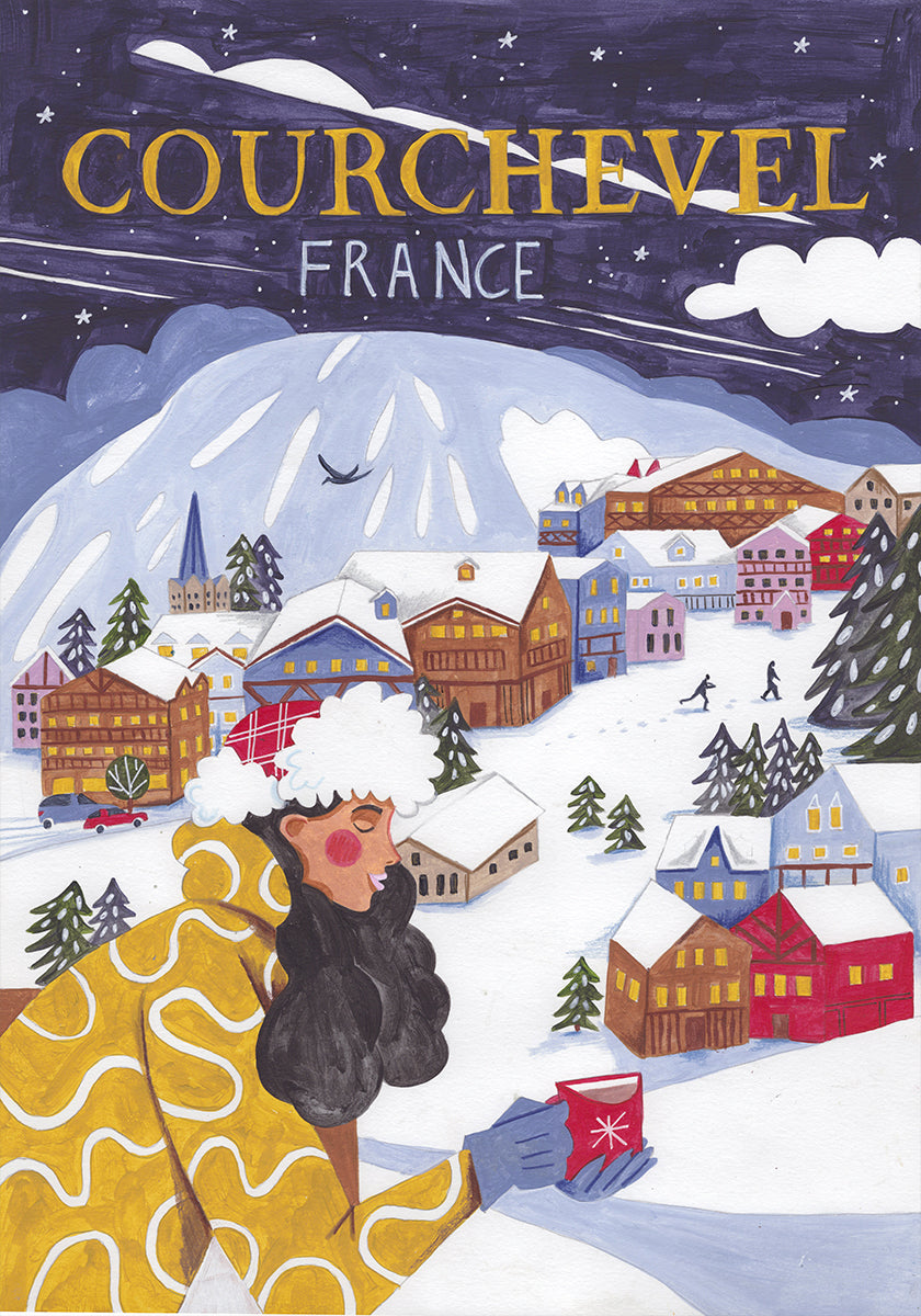 Mujer de viaje en Francia, Courchevel Póster