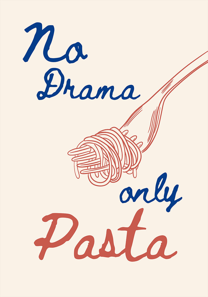 Sin drama solo pasta, Ilustración + Texto