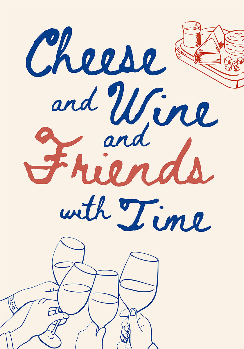 Queso y vino..., Texto + Ilustración Póster