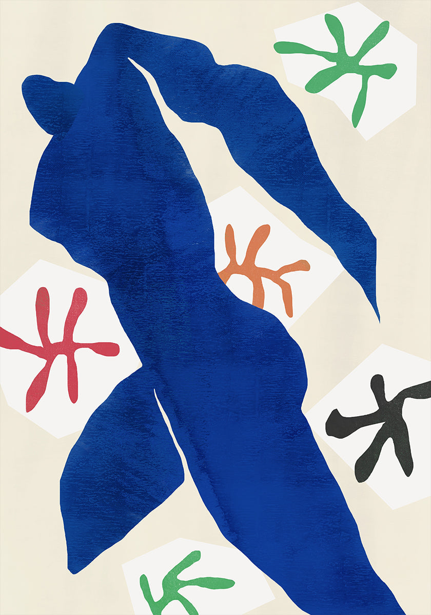 Figura azul abstracta Póster