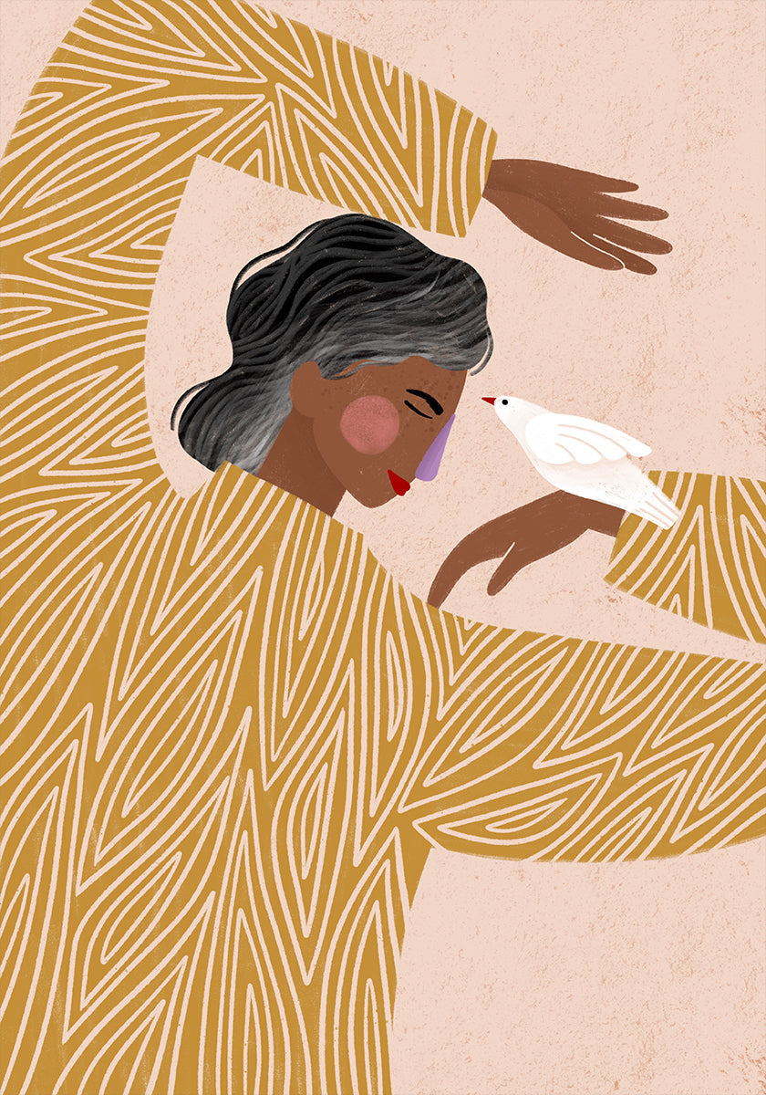 La mujer con un pájaro Póster