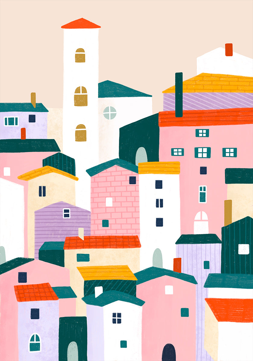 Escena colorida del pueblo