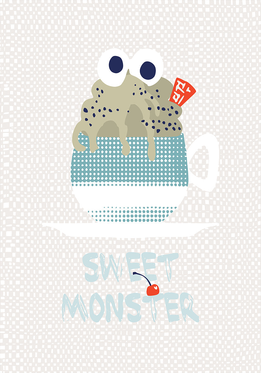 Dulce monstruo cupcake de menta Póster
