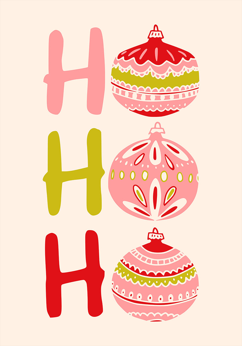 HoHoHo pequeña y alegre ilustración navideña Póster
