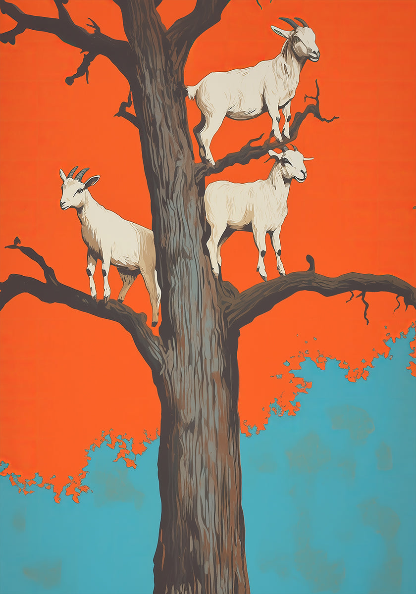 Cabras en un árbol Póster
