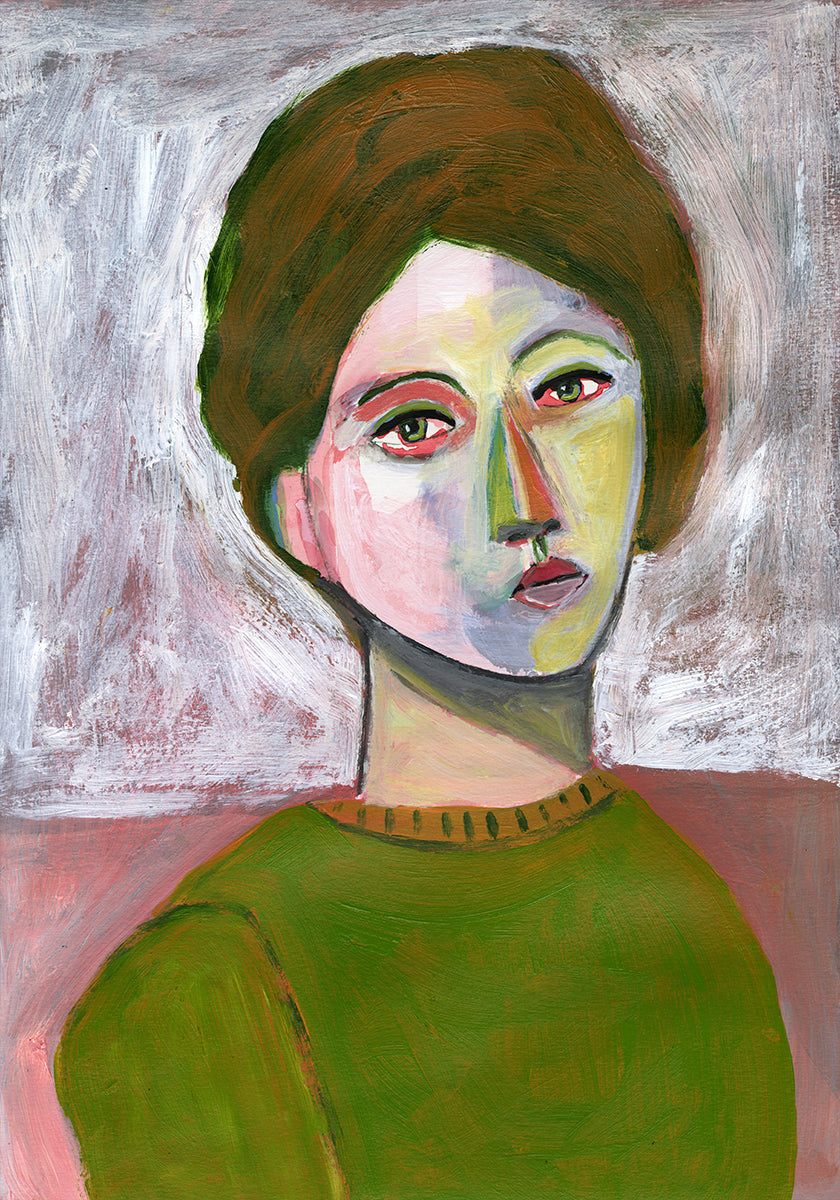 La mujer del suéter verde.