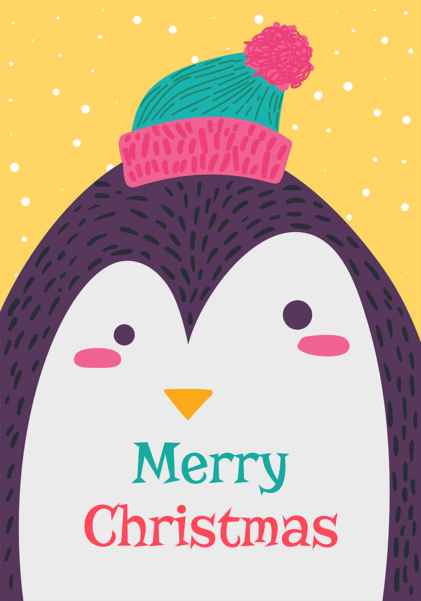 Tarjeta de Navidad con pingüino de Barsrsind Póster