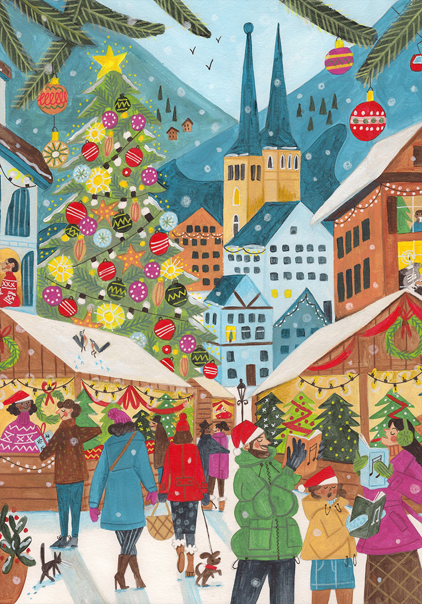 Póster Mercado de Navidad en el pueblo