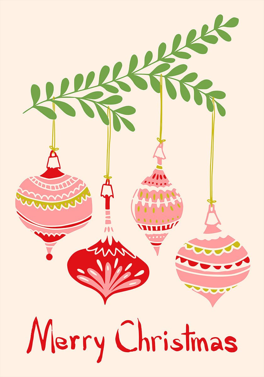 Póster Pequeños adornos navideños alegres