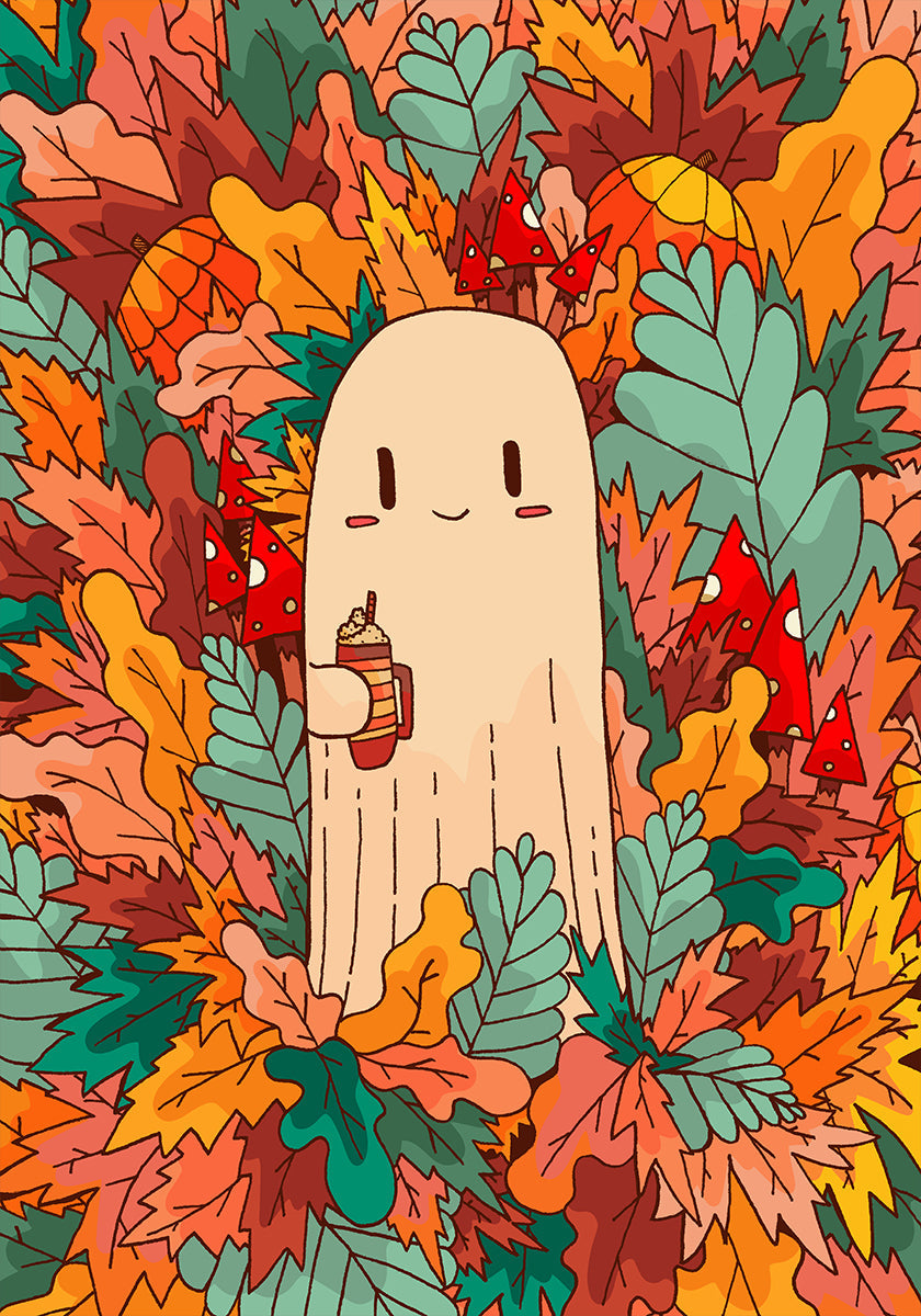 Un fantasma y café Póster