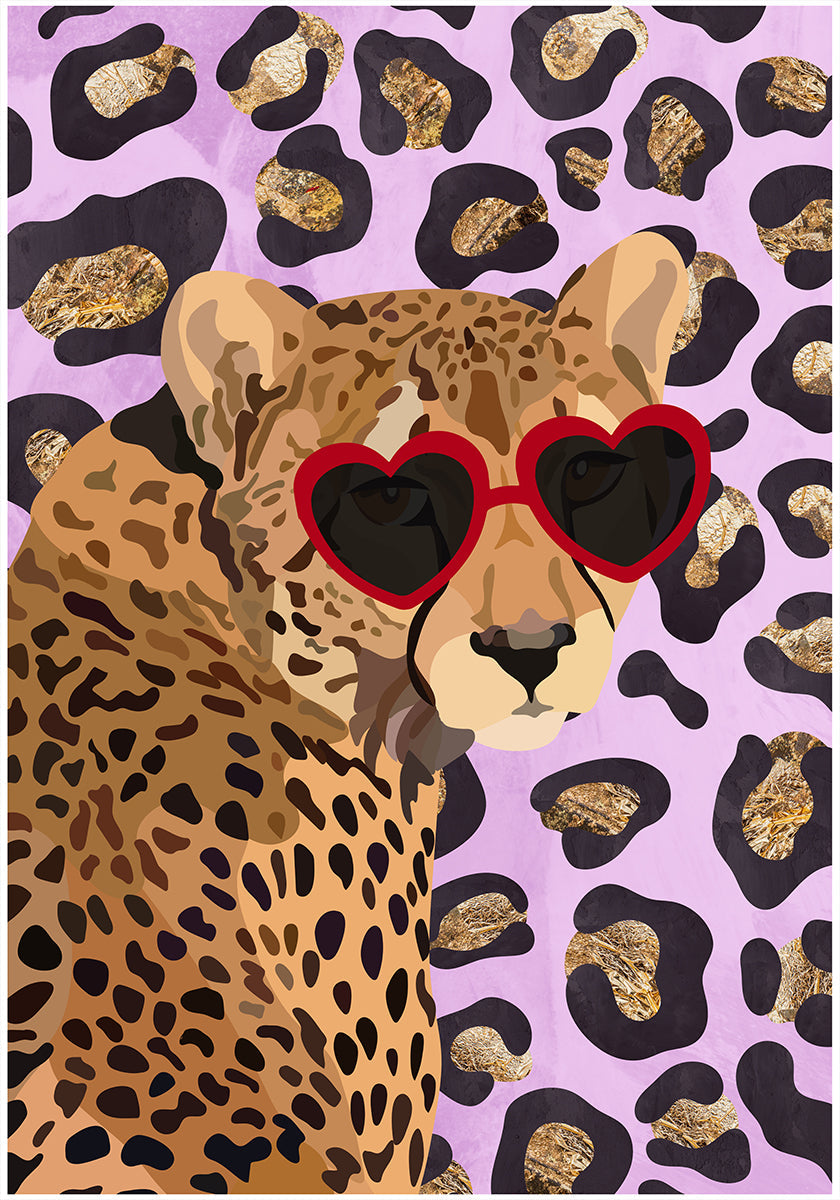 Póster Estampado de leopardo rosa