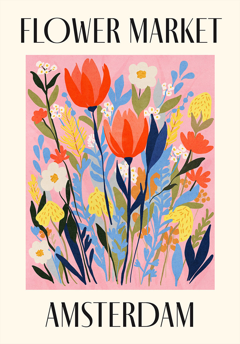 Póster Mercado de flores Amsterdam Países Bajos