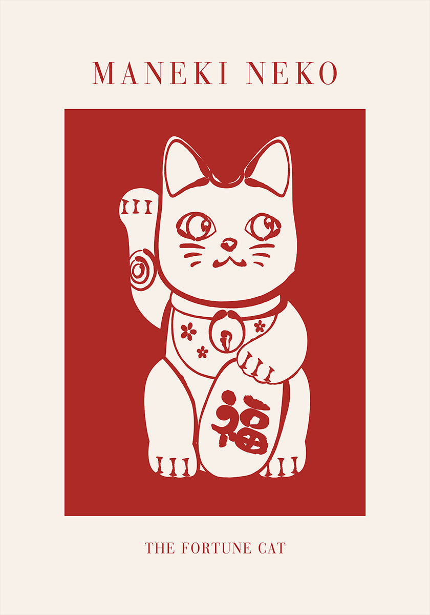Gato Maneki-Neko Rojo