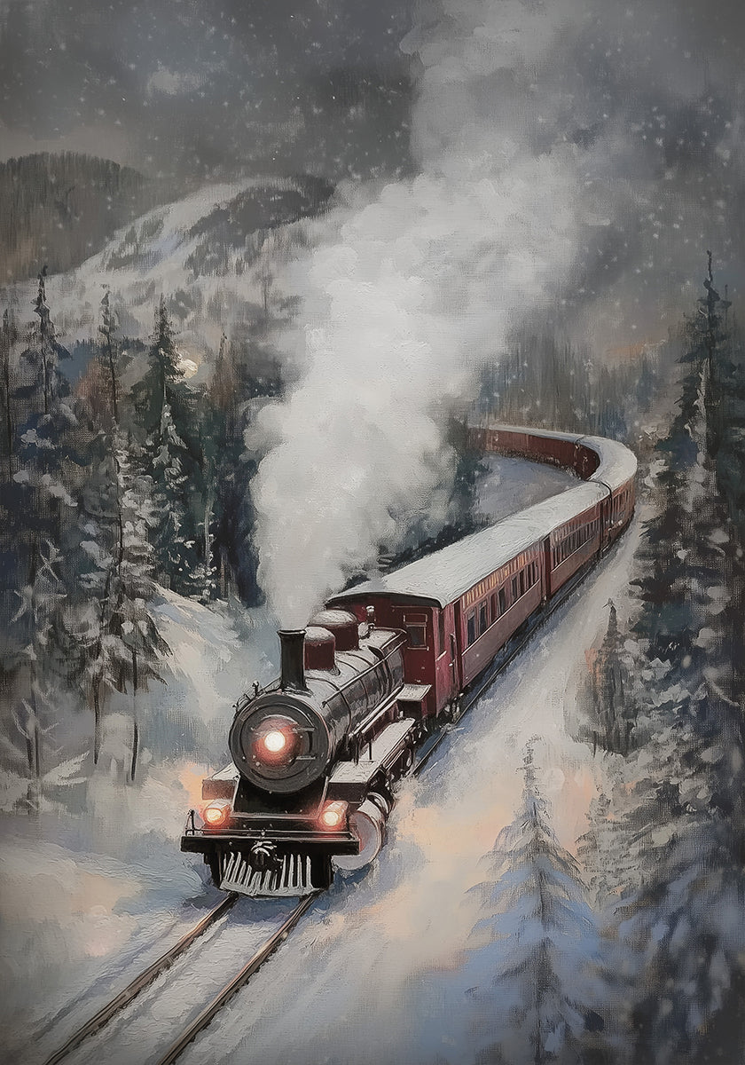 Tren de vapor nevadas Póster