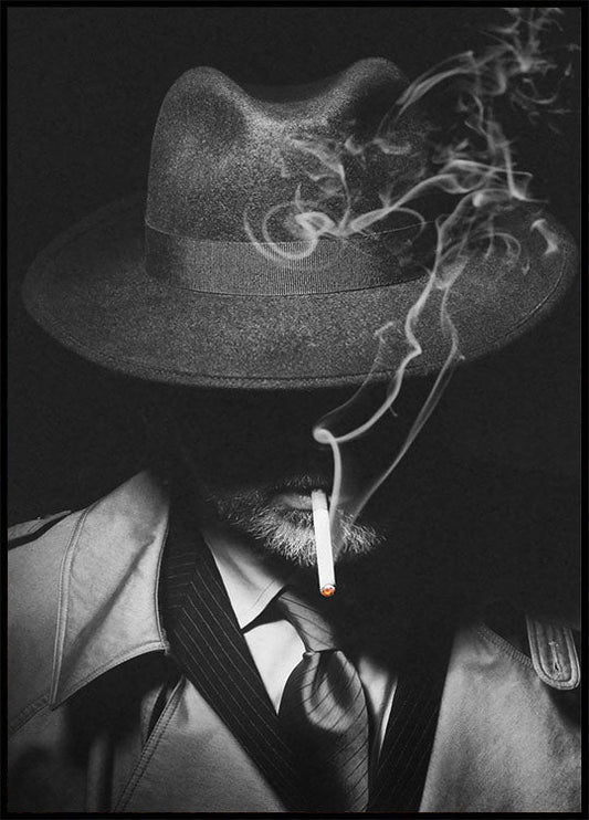 Man Smoking Black and White Plakat - Posterbox.no